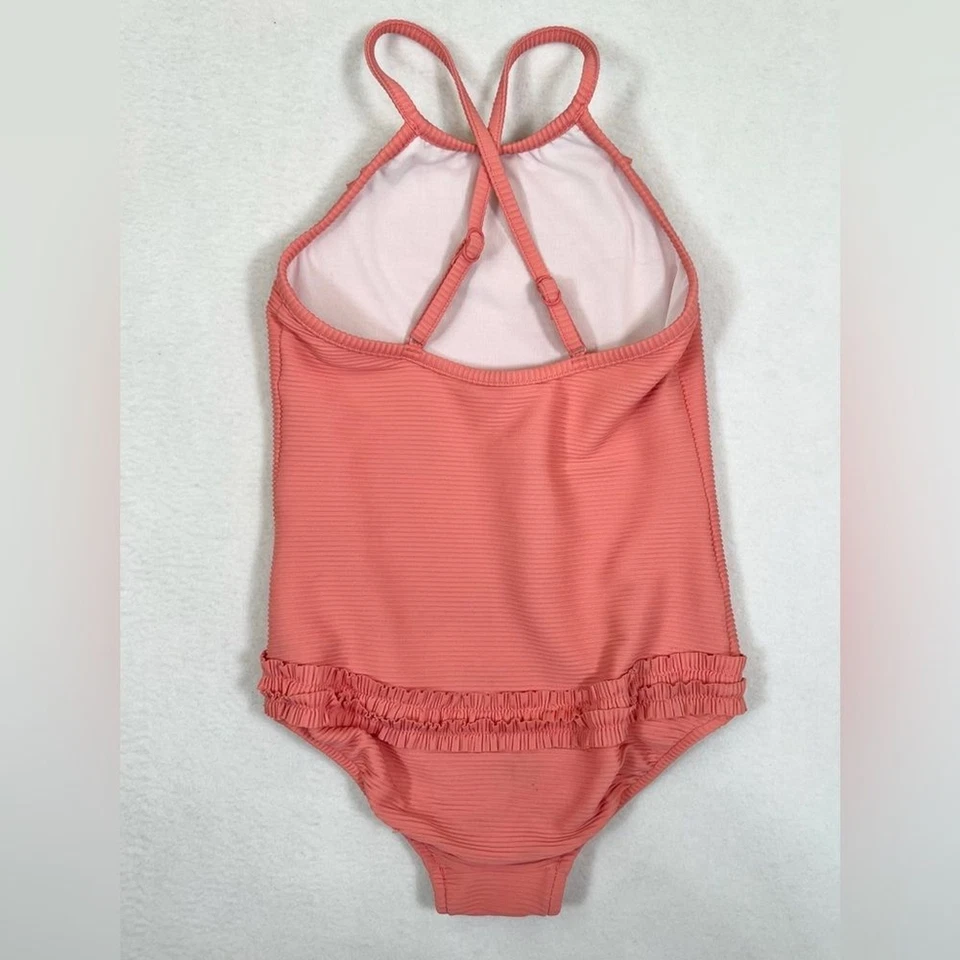 Traje de baño de una pieza halter cuello alto con volantes coral coral talla 7 SEAFOLLY para niñas Foto 2 de 4