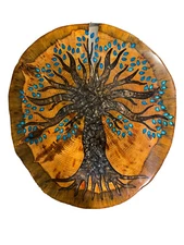 Handmade Unique Wood and Epoxy Resin Round Coffee Table 
