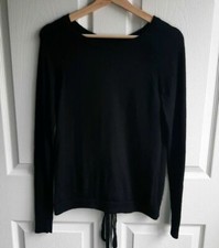 Lululemon Sweater Top Womens Black Merino Wool Lace Up Tied To You Pullover Sz 4