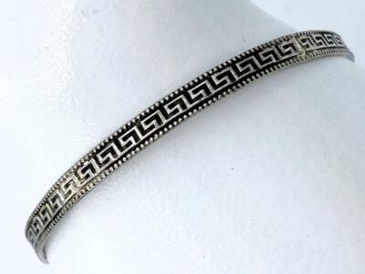 Vintage Sterling Silber Armreif Armband mit griechischem Schlüsselmotiv