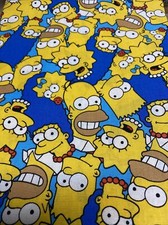 The Simpsons Fabric New Fat Q 100 Cotton Quilting Homer Bart Marge Lisa Blue