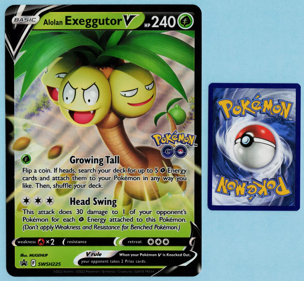 Pokemon GO TCG Trading Card Game: Alolan Exeggutor V Box - 4 booster packs  + promos! 