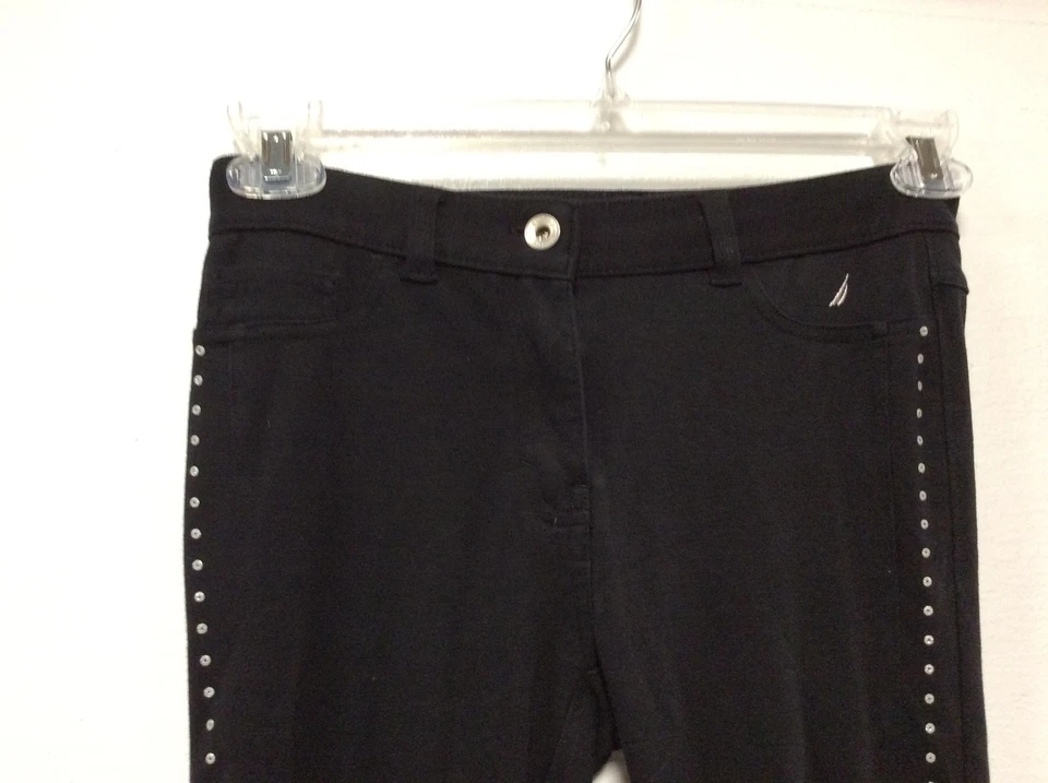 Pantalones de niña Nautica talla grande 14 a 16 negros brillantes fuera de las piernas 122 Foto 2 de 4