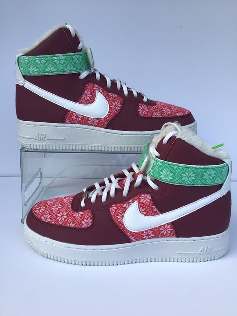 Size 9.5 - Nike Air Force 1 High Christmas Sweater for sale online | eBay
