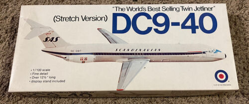 1973 Entex Scandinavian Airlines DC9-40 Stretch Jetliner Model Kit, 1/100 Scale - Picture 1 of 4