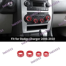 For Dodge Charger 2006-10 Red Center Air Conditioner Switch Knob Trim Cover Ring