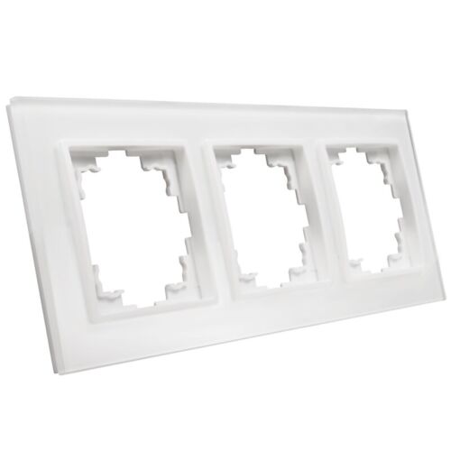 Universal Glas-Rahmen für Steckdosen Taster Antennen-Dosen USB-Dosen 3-fach Weiß - Bild 1 von 3