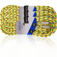 3x Electric Guitar Lead 6m Braided Sheild Tweed Style Cable Gold Tip Jack YELLOW