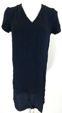 Madewell Women's XS Easy Dress Side Button Black V-Neck Shift EUC Free Ship