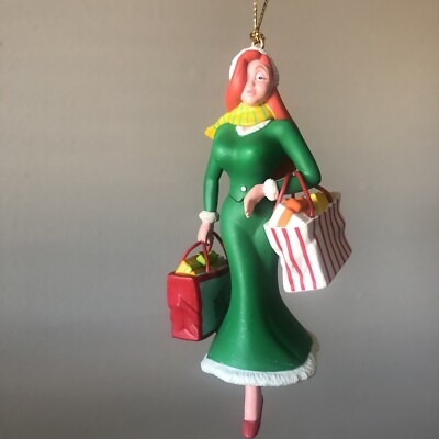 Grolier Disney Christmas Ornament Jessica Rabbit Shopping Green Dress Roger  | eBay