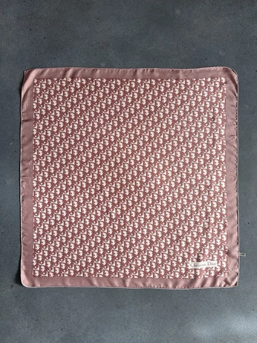 Foulard en soie marron rose monogramme DIOR Schall vintage Y2K