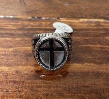 Gothic Style Men’s Cross Signet Ring W/ Original Size Tag. Size 8