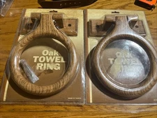 Lot Of 2 Vintage Solid Oak Towel Ring. New