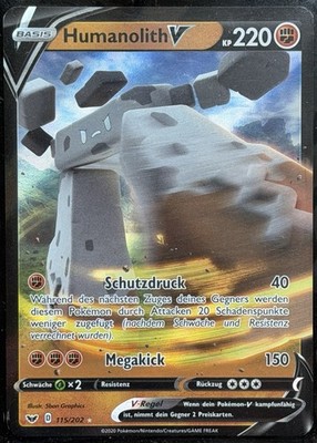 Humanolith V 115/202 Pokemon Karte Deutsch Holo