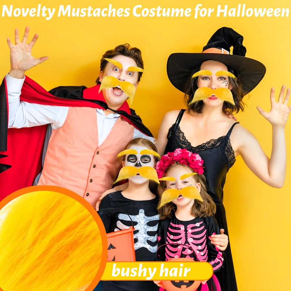 2 Juegos Bigote y Cejas Amarillas, Halloween Autoadhesivo Imitación... Foto 4 de 4