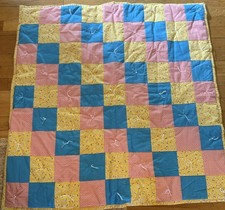 Vintage Handmade Quilt Patchwork Cotton Crib Blanket 37x37