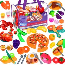 Juguetes de comida falsa con bolsa de almacenamiento, comida de juguete