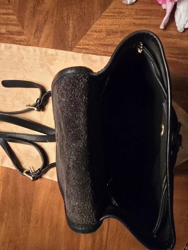 Mochila de día Coach 9960 vintage de cuero negro con cordón hecha en EE. UU. níquel Foto 3 de 3