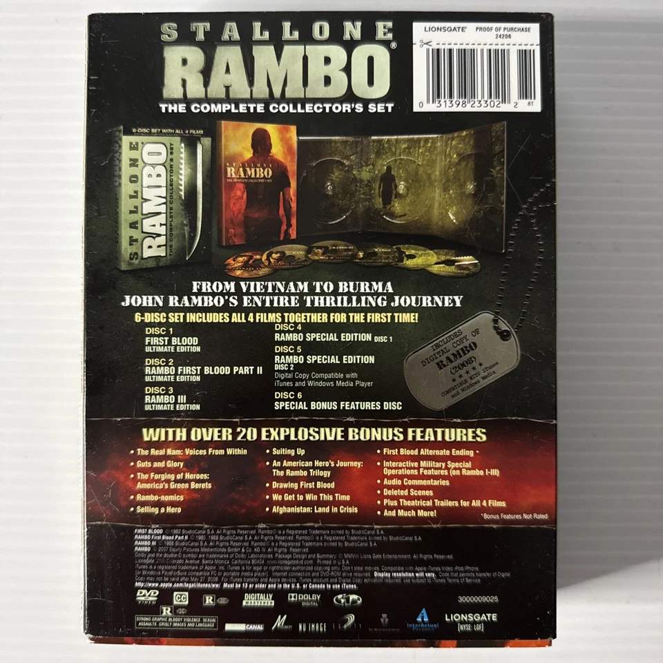 Rambo DVD The Complete Collectors Set 6 Disc Set With All 4 Films Free Postage - image 3 of 4