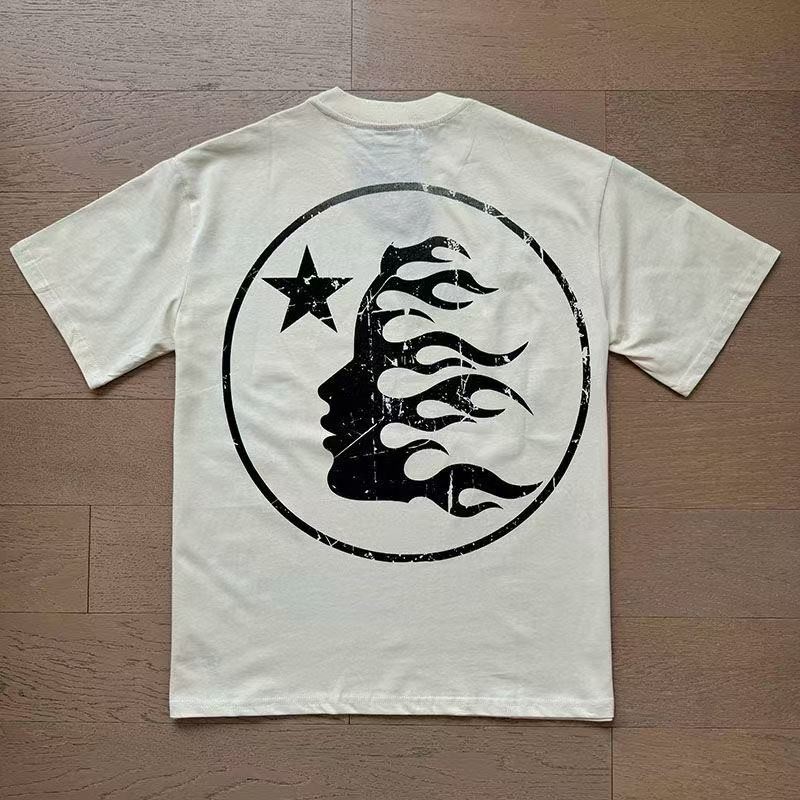 star tシャツ archive SKULL Hellstar Letter Skull Printed Unisex Apricot Short sleeve T-shirt