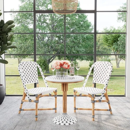 Coastal Rattan Side Chair | Butler Specialty-Black and White - Picture 8 of 9