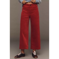 Anthropologie Maeve Colette Corduroy Pants Cropped Wide-Leg Womens 26 Raspberry