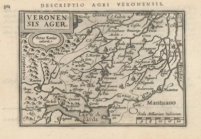 Veronensis Ager. von Bertius / Langenes. Region Verona & Gardasee 1603 Karte