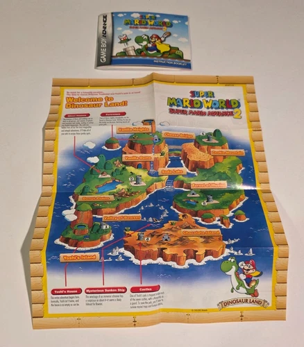 Super Mario World Mario Advance 2 (Game Boy Advance GBA, 2002) ☆ Map & Manual ☆