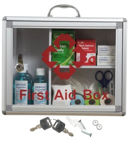 MEDICAL CABINET FIRST AID WALL MOUNTED MEDICINE BOX LOCKABLE WITH 2 KEYS NEW - Picture 1 of 15