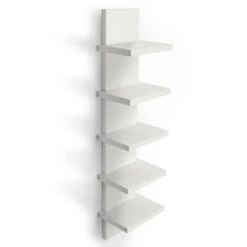 5 Tier Wall Shelves White, Vertical Column Shelf Floating Storage Home Decor ...