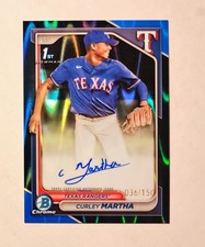 Curley Martha 2024 1st Bowman Chrome AUTO BLUE RayWave REFRACTOR 036/150 RC U6