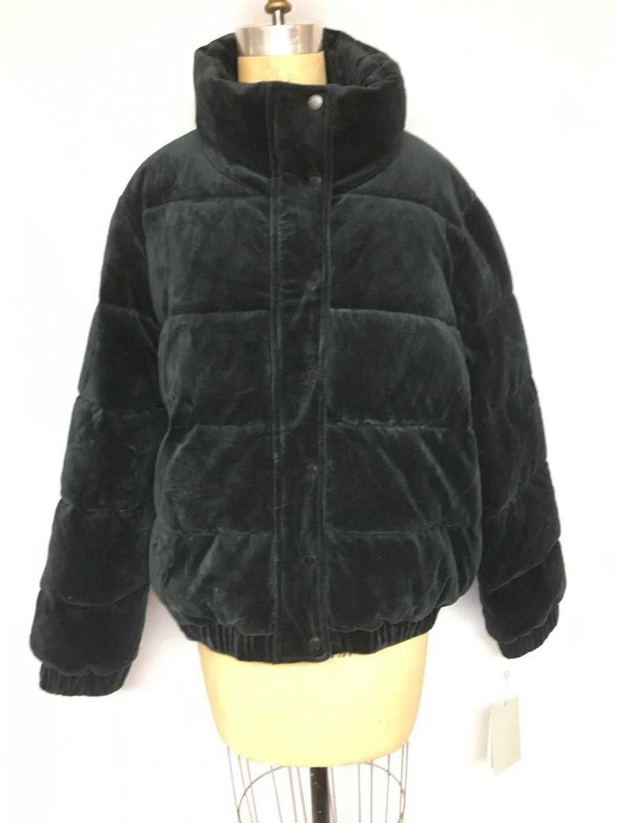 DKNY Sport Velour Puffer Coat DP8J8262 Black XL NWT 159