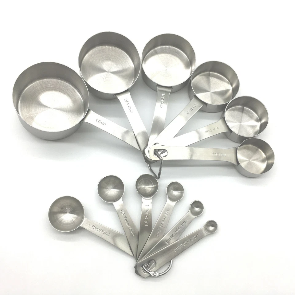 Stainless Steel Measuring Cups & Spoons Heavy Duty 12 pcs set, 6 cups 6 spoons - Image 4 of 4