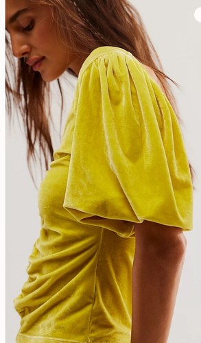 FREE PEOPLE Velvet Ruched Top Sz Small NEW - Picture 2 of 5