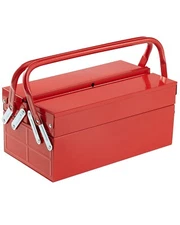 Tool Box 14-inch 2-Tier 3-Tray Folding Cantilever Toolbox with Handle Red