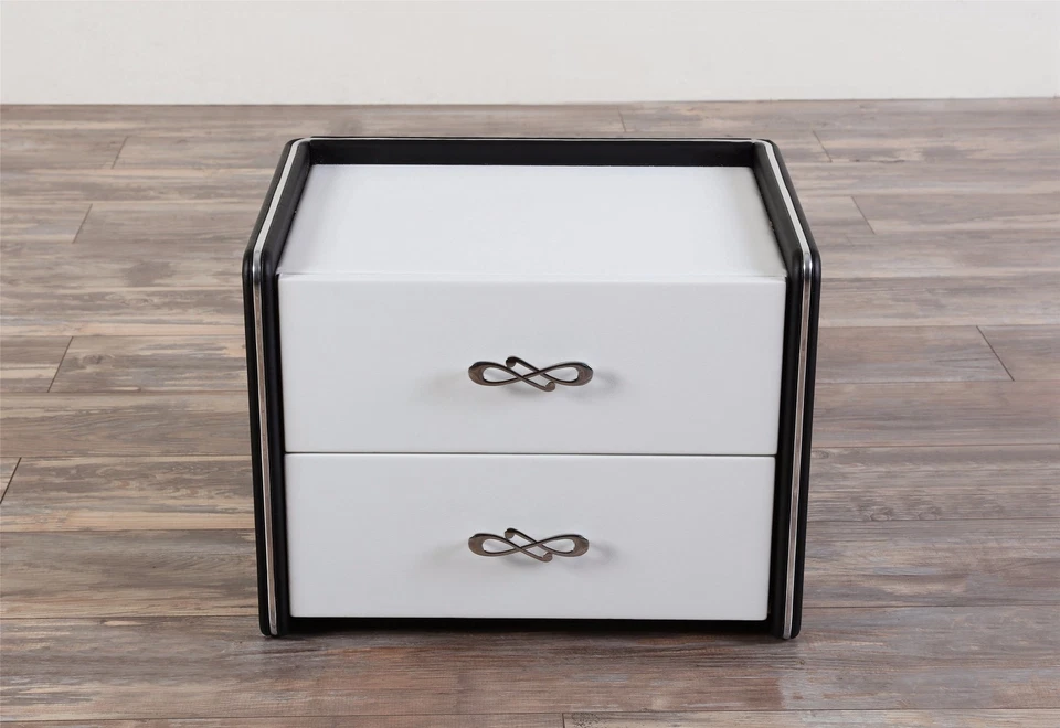 Greatime Modern Two Spacious Drawers Nightstand Covered with Faux Leather - Image 3 of 4