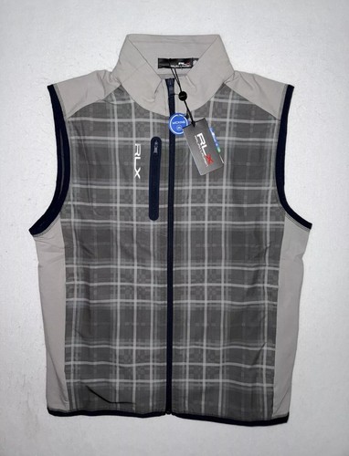 RLX Ralph Lauren $ 168 Golf Herren Weste durchgehender Reißverschluss feuchtigkeitsableitend grau kariert Gr. L - Bild 8 von 10