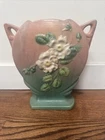 Vintage Roseville Pottery White Rose Vase – #984 8” Height Pink