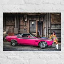 1970 Dodge Challenger Ta 340 Six Pack Panther Pink Muscle Car Poster 24x36in 1970 Dodge Challenger Ta 340 Six Pack Panther Pink Muscle Car Poster 24x36in