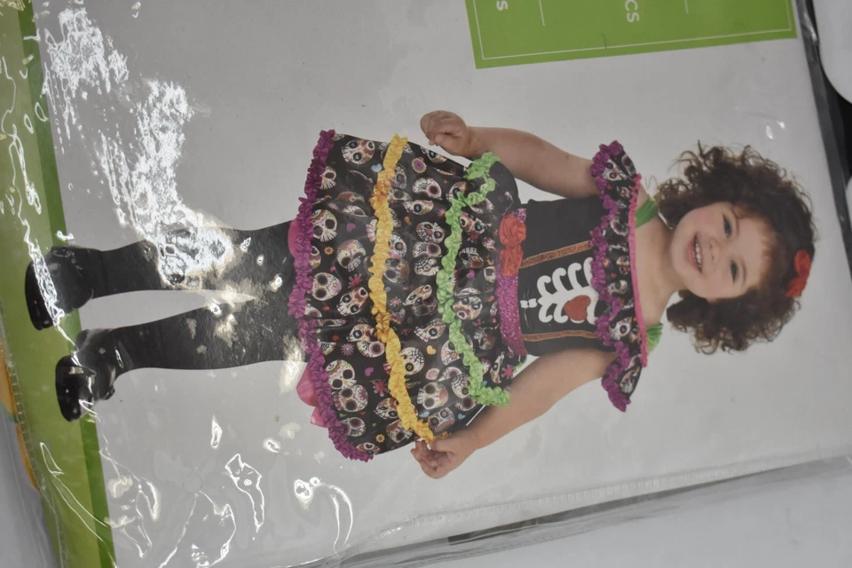 Traje Yourself Día de los Muertos Niña Esqueleto Calavera Vestido/Banda Infantil 0-6Mes Foto 2 de 4