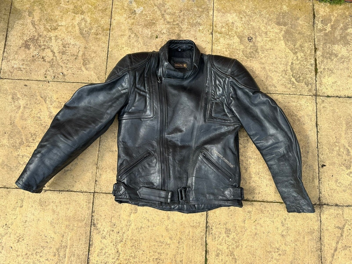 Vintage Mens BIKERS PARADISE Black Leather Motorcycle Jacket UK Size 42