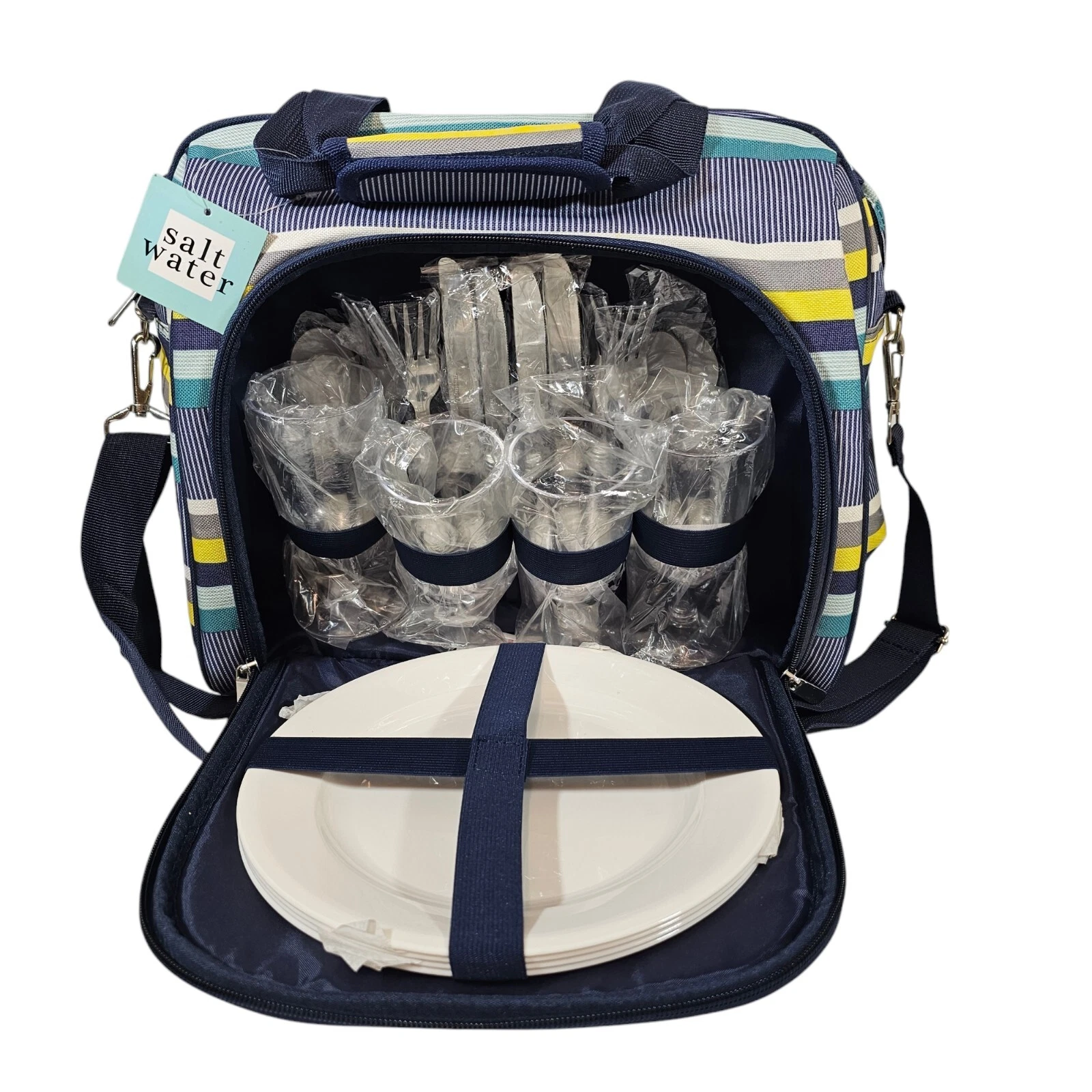 Picnic Bag 4 Person Set Freezer Cooler Insulated Storage Alfresco Beach Date