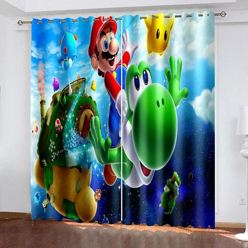 Super Mario 3D Pair Thick Blackout Window Curtains Thermal Ring Top Eyelet Gifts - Picture 6 of 61