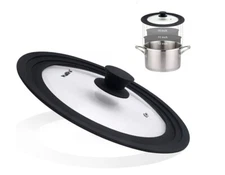 Universal Lid for Pots, Pans and Skillets, Fits 10", 11" and 12" Diameter