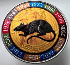 Year of the Rat -  Zodiac -  American Silver Eagle 1oz .999 Silver Dollar Coin