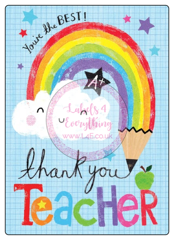 4 X Teacher Thank You Stickers - Large Party Bag Or Sweet Cone Gift, Non-Personalized 7 thumbnail image