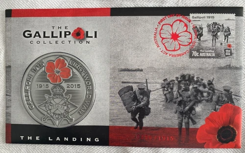AUSTRALIAN COVER: 2015 THE GALLIPOLI COLLECTION - THE LANDING MEDALLION #M3530