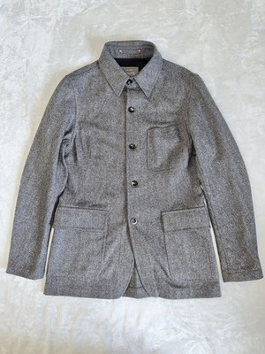 PRIVATE WHITE V.C. Men s Gray Herringbone Wool Shirt Jacket Size 3 (SMALL)