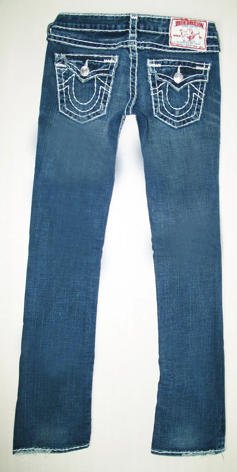HOT USA Women's TRUE RELIGION @ BILLY SUPER T STRAIGHT DARK STRETCH Jeans 28 x33 - Image 4 of 4