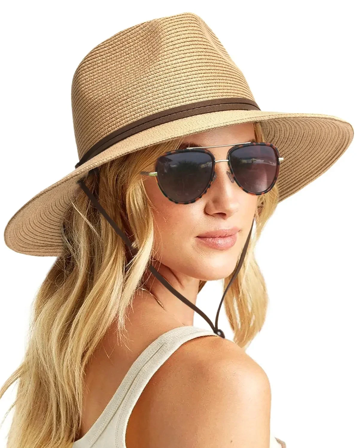 Unisex Straw Sun Hat Beach Summer Panama Fedora Hat Foldable Beige L/XL 23-24"
Opens in a new window